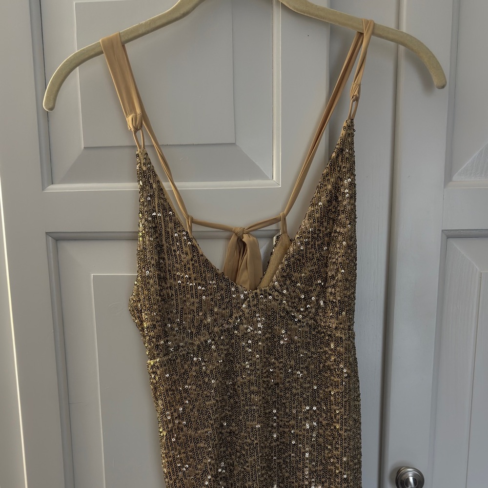 Free People Gold Sequin Backless Party Dress